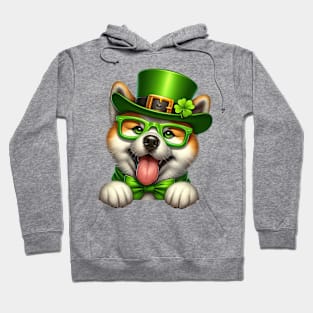 St Patricks Day Peeking Akita Dog Hoodie